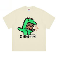 (Dinosaurio rugido) 320g de algodón puro de manga corta para hombres y mujeres, camiseta de verano - details 4