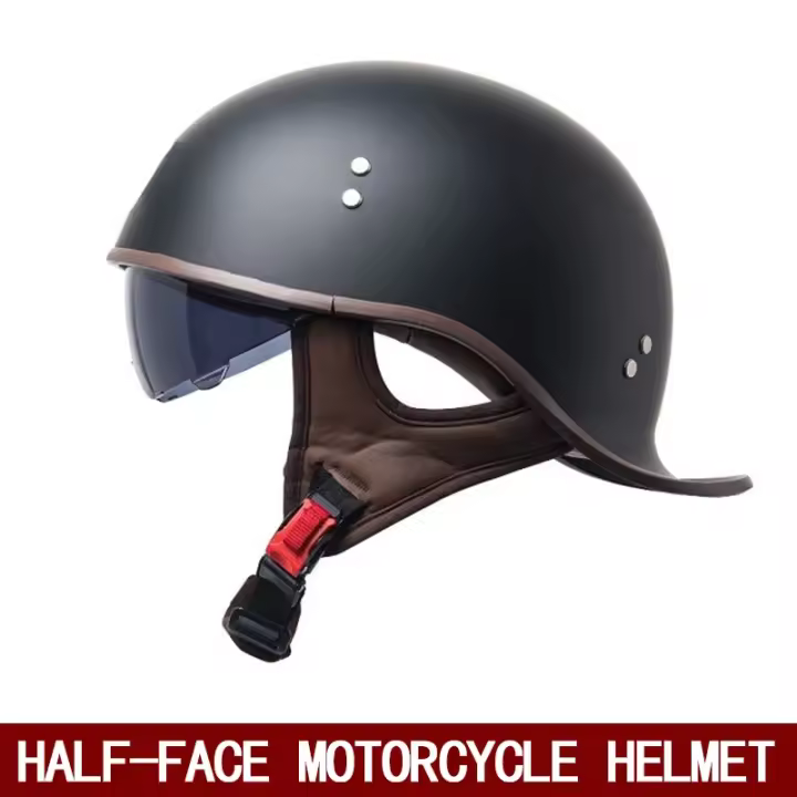 Casco de motocicleta Retro Para hombre y mujer, accesorio de verano con batería eléctrica, espejo negro - 1