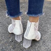Botas de Cuero para Mujer Primavera 2025 Estilo Cremallera PU Tacón Grueso Boca Profunda - details 7