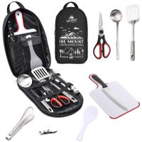 Juego de utensilios de viaje portátiles de acero inoxidable, 9 piezas, para acampar, Picnic - details 0