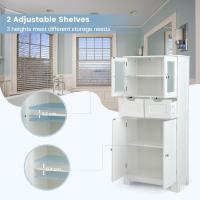 Armario Suelo de Baño, Mueble de Baño con Estantes Ajustables, Mueble de Almacenaje con Cajones y Doble Puerta, Mueble Lateral Multifuncional para Cocina (Gris) - details 17