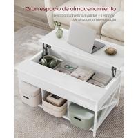 Mesa de Central con Tablero Elevable Estilo Rústico Marrón y Negro Ideal para Dormitorio con Espacio Abierto y Oculto Forma de X - details 33