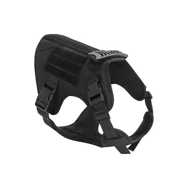 Arnés táctico para perros XL negro, chaleco con hebilla para perros de trabajo militar, arnés para perros de entrenamiento militar sin tensión con clip para cinturón para senderismo y caza - 1