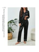 Pijamas de Seda para Mujer Tops y Pantalones de Talla Grande Ropa de Dormir Informal con Botones - details 9