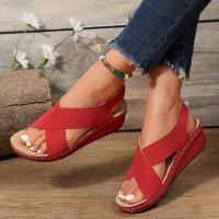-sandalias de cuña huecas para mujer, zapatos informales de talla grande 43, Retro, para verano, 2024 - details 1