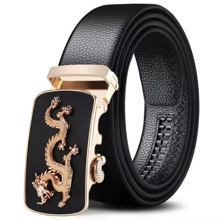 Cinturón de Cuero de Lujo para Hombres Hebilla Automática Diseño de Negocios de Moda - 1