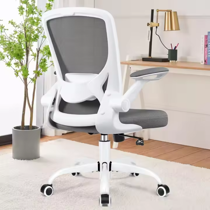 reposabrazos plegables, silla de ordenador giratoria de tejido de malla de 360 ° , gris oscuro - 1