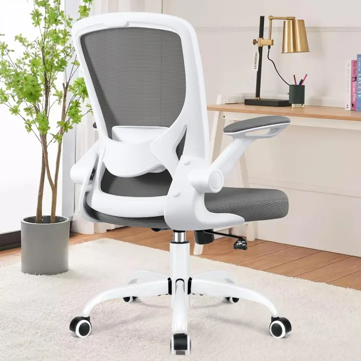 reposabrazos plegables, silla de ordenador giratoria de tejido de malla de 360 ° , gris oscuro - 1
