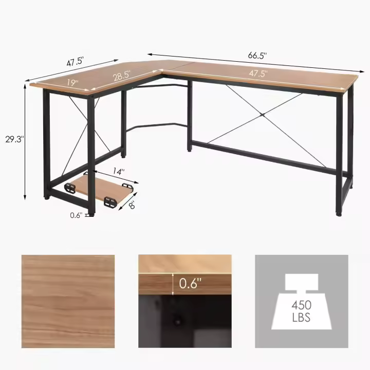 Homfa L-Shaped Desk Computer Corner Desk Home office Writing Study Workstation Table - 1