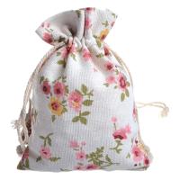 50 bolsas florales de arpillera con cordón, bolsa de regalo de lino, bolsas de joyería, sacos para fiesta de boda de Navidad, 5,3 x 3,9 pulgadas - details 5