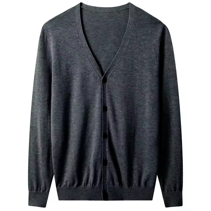 Suéter tipo cárdigan con cuello en V para hombre, suéter informal ligero con botones y punto - 1