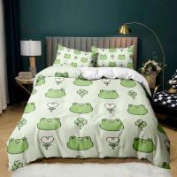 Juego de Ropa de Cama con Diseño de Ranas y Toad de Dibujos Animados a Lápiz Verde Tamaño King Queen Polyester Ideal para Niños y Adultos - details 9