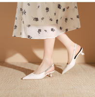 Xiaoxiangfeng correa de cadena puntiaguda tacón medio zapatos individuales - details 18
