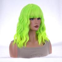 Peluca con flecos verdes, reemplazo de cabello falso natural para mujeres, peinado diario para niñas - details 4