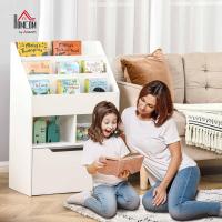 Mueble Libre para Niños 3 Compartimentos, 2 Cubos y Cajón Móvil 4 Ruedas Blanco - details 2