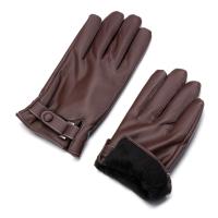 Guantes Térmicos de cuero para hombre, manoplas de dedo completo, impermeables, a prueba de viento, pantalla táctil, color negro y marrón, Invierno - details 5