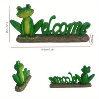 Figuras en miniatura de ranas de dibujos animados, adorno de rana pequeña artesanal, artesanía de resina, señal de bienvenida de rana, patio de jardín al aire libre - details 0