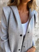 2025 Chaqueta casual con capucha de un solo pecho, color sólido, otoño e invierno, - details 11