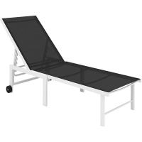 Reclinable Exterior con Ruedas Respaldo Ajustable en 5 Niveles y Estructura de Acero Carga 120 kg para Patio Terraza Balcón 166x60x84 cm Gris - details 0