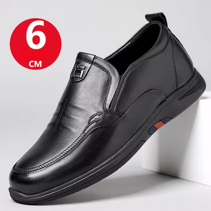 Zapatos de Cuero de Vaca de la Primera Capa para Hombres Zapatos Formales Casuales para Edades Medianas y Mayores con Aumento de Altura - 1