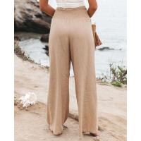 Primavera y verano, superventas, ropa para mujer, nuevos pantalones casuales de pierna ancha tejidos de algodón y lino, pantalones de pierna ancha para playa para mujer - details 6
