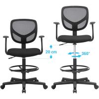 Giratoria, Altura y Reposapiés Regulables, Silla de Dibujo Ergonómica, Silla de Oficina con Reposabrazos, - details 2
