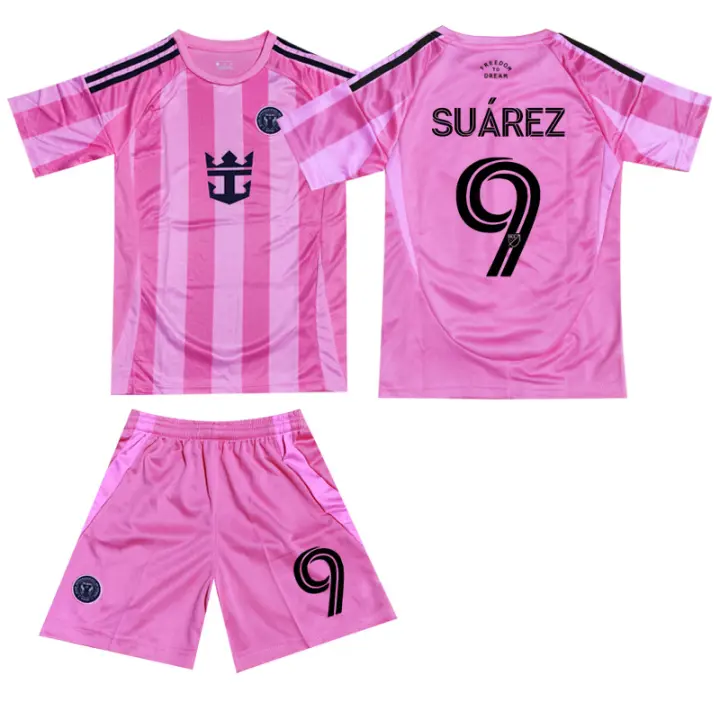 bambino2025-26 Miami Local Rosa No. 10 Messi Conjunto de uniforme de fútbol Jersey 9 Suarez agarra el nuevo modelo - 1