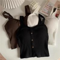 Tops cortos para mujer con almohadillas para sujetador, corsé de verano, chaleco con tirantes coreanos, camisola Sexy ajustada - details 1