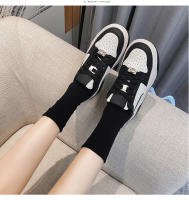 Zapatos blancos de plataforma de cuero, nuevas zapatillas versátiles en blanco y negro, zapatos de tablero de panda que aumentan la altura - details 7