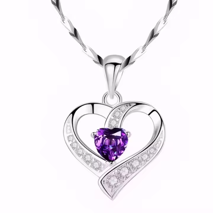 Collar de Plata para Mujer, cuello de San Valentín,Regalo de Cumpleaños, Collar Ajustable con circonita cúbica para Mujer - 1