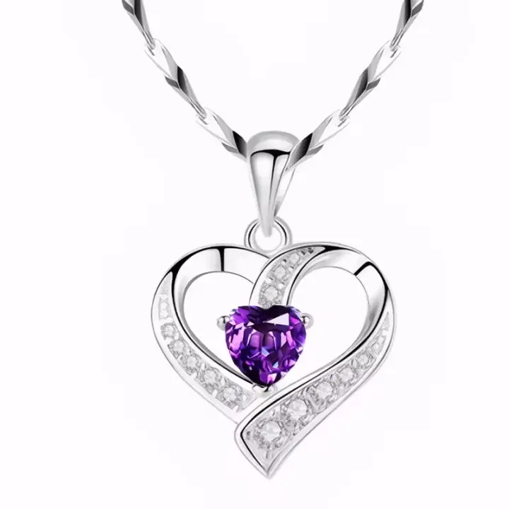 Collar de Plata para Mujer, cuello de San Valentín,Regalo de Cumpleaños, Collar Ajustable con circonita cúbica para Mujer - 1