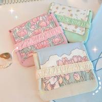 Mini neceser de gran capacidad para mujer, bolsa de almacenaje de pañuelos sanitarios con diseño de oso y conejo, tela de algodón, artículo pequeño, monedero de flores - details 7