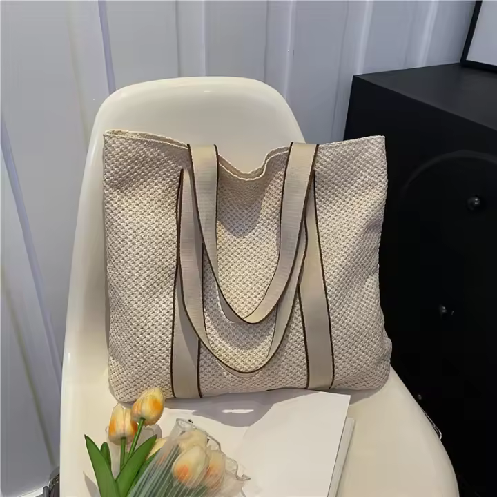 Bolsos hechos a mano para mujer, bolso de playa tejido de paja, gran capacidad, Asa superior, Verano - 1