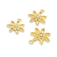Colgantes de latón y circonita de Color dorado de 18K, varios dijes de flores, joyería artesanal de alta calidad, accesorios para collar y pendientes - details 33