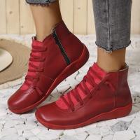 Botines planos vintage para mujer, zapatos informales con cordones - details 6