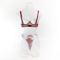 Lencería Sexy De Contraste Negro Y Blanco Conjunto De 2 Piezas Translúcido Con Bordado En Forma De Corazón Y Lazo Sujetador Y Brief Para Mujer - details 25