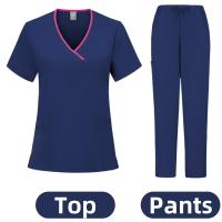 Ropa de trabajo para salón de belleza y enfermera médica, bata clínica, Top + pantalón, Túnica de enfermería para médico de Spa, traje, uniformes quirúrgicos, conjunto exfoliante para mujer - details 15