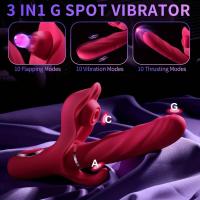 Leten Dildo G-Spot Rabbit Vibrador Estimulador de Clítoris 3 en 1 Juguetes Sexuales Vibradores de Empuje y Golpe para - details 4