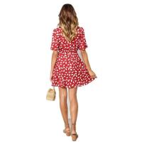 Vestido de playa de verano con cordones y botones estampados a la moda Ropa informal para mujer - details 6