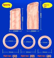 Nuevo diseño respirable manga 5pcs kit reutilizable de silicona día y noche uso de preservativos antepiel corrección anillo juguete sexual - details 4
