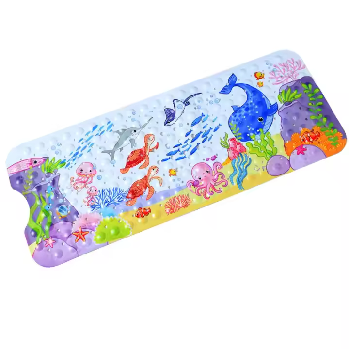 Alfombra de baño grande y bonita de PVC con dibujos Antideslizante para baño y ducha con ventosa, almohadilla de masaje suave, ideal para niños y ancianos - 1