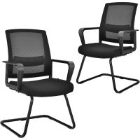 Silla de Conferencia, Silla de Reunión con Base Resistente Forma de Trineo, Sillas Cantilever Respaldo Ergonómico y Asiento Acolchado, Soporte Lumbar Regulable y Reposabrazos (estilo1, 1) - details 8