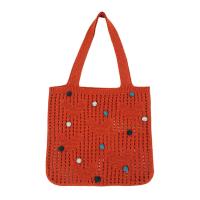 Bolso de compras de un solo hombro tejido con bolas de lana coloridas - details 4