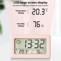 Reloj despertador Digital temperatura de escritorio LCD termómetro Digital higrómetro de escritorio calendario de fecha y hora con pilas - details 5