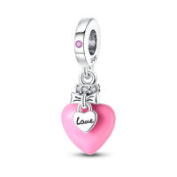 Colgante de corazón de perla brillante en plata para hacer joyas - details 3