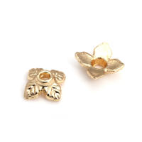 50 Uds. De cuentas redondas de latón de Color dorado de 18K, tapas de hojas de árbol y flores, suministros para hacer cuentas de joyería, accesorios Diy - details 85