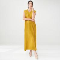 Vestido plisado para mujer, verano, nuevo, suelto, cuello en V, falda de talla grande, temperamento elegante - details 9