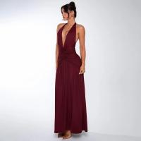 Vestido de noche largo con escote camisola y aberturas laterales pronunciadas con cuello en V, pliegues sin espalda, tejido eam, perfecto para - details 31
