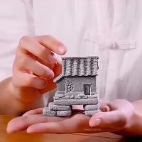 Casa de piedra Zen, cabaña de paja, cabaña de pozo, estatuilla en miniatura, jardín de hadas, adornos de bonsái, decoración de Acuario, paisajismo Rural - details 9