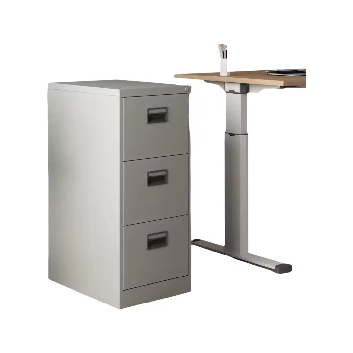 Cajonera de Oficina con 3 Cajones Mueble Archivador con Portaetiquetas y Cerradura para Escritorio Oficina Despacho Acero 103 x 45 x 62 cm - Gris - 1